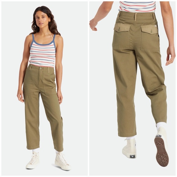 Brixton Pants - Brixton Vancover Pant in Military Olive Green Womens 100% Cotton Size 27 NWT